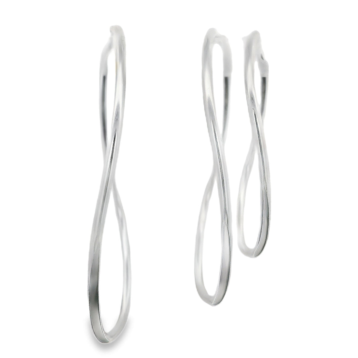 Sterling Silver Hoop Earrings - Wave