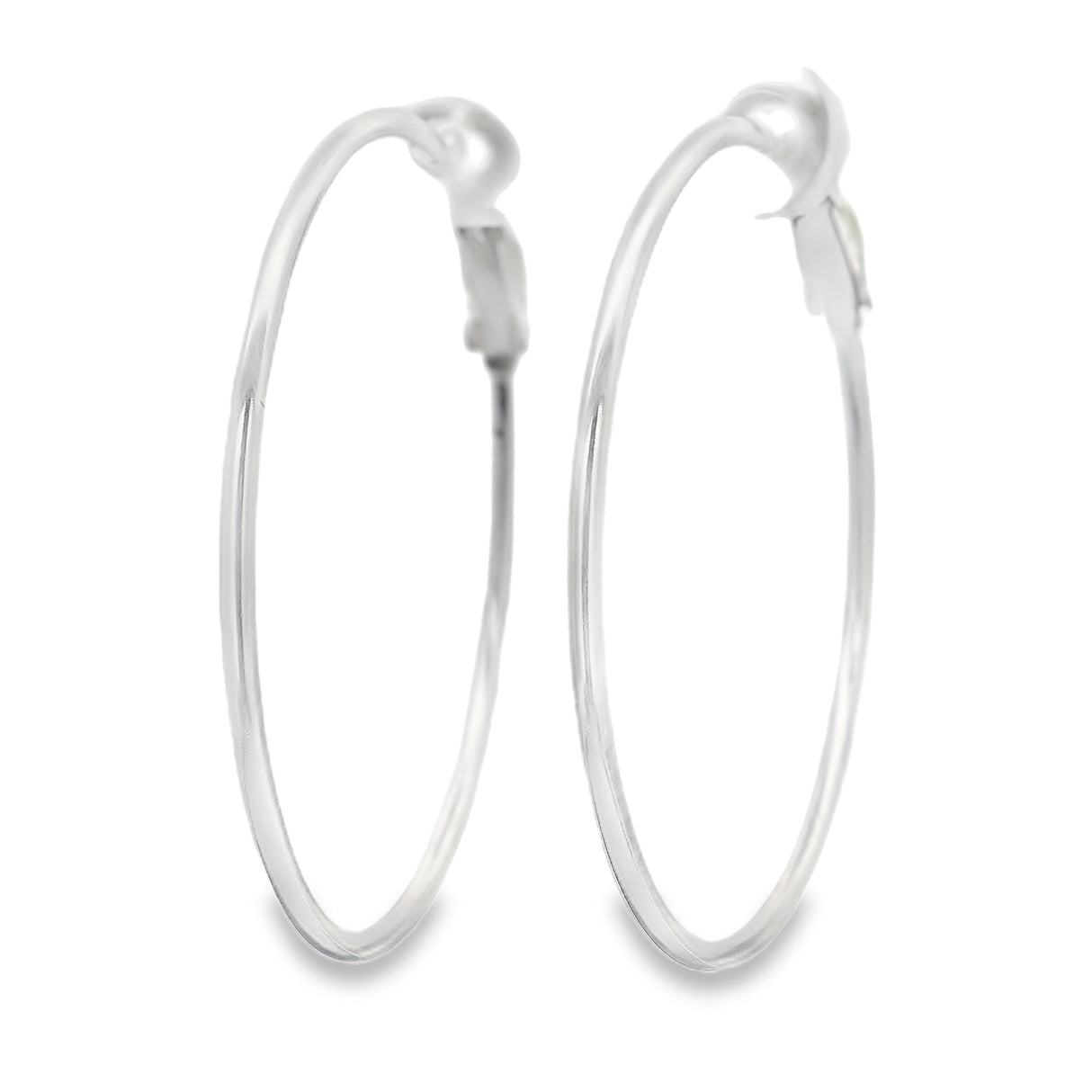 Sterling Silver Hoop Earrings with Omega Clip Back