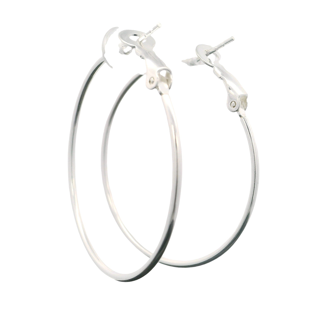 Sterling Silver Hoop Earrings with Omega Clip Back