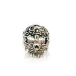 Sterling silver sugar skull ring with filigree scrollwork and a star on the forehead
