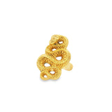 Coiled snake ring in gold vermeil over sterling silver with textured scale openwork, front view
