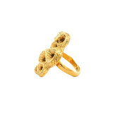 Gold vermeil snake ring with serpentine coils, three-quarter view showing single band
