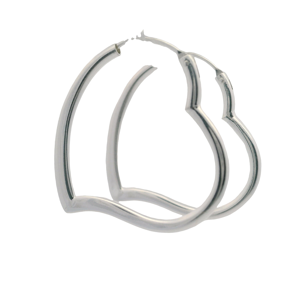Sterling Silver Hoop Earrings - Heart