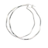 Sterling Silver Hoop Earrings - Wave with Click Top