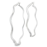 Sterling Silver Hoop Earrings - Wave with Click Top