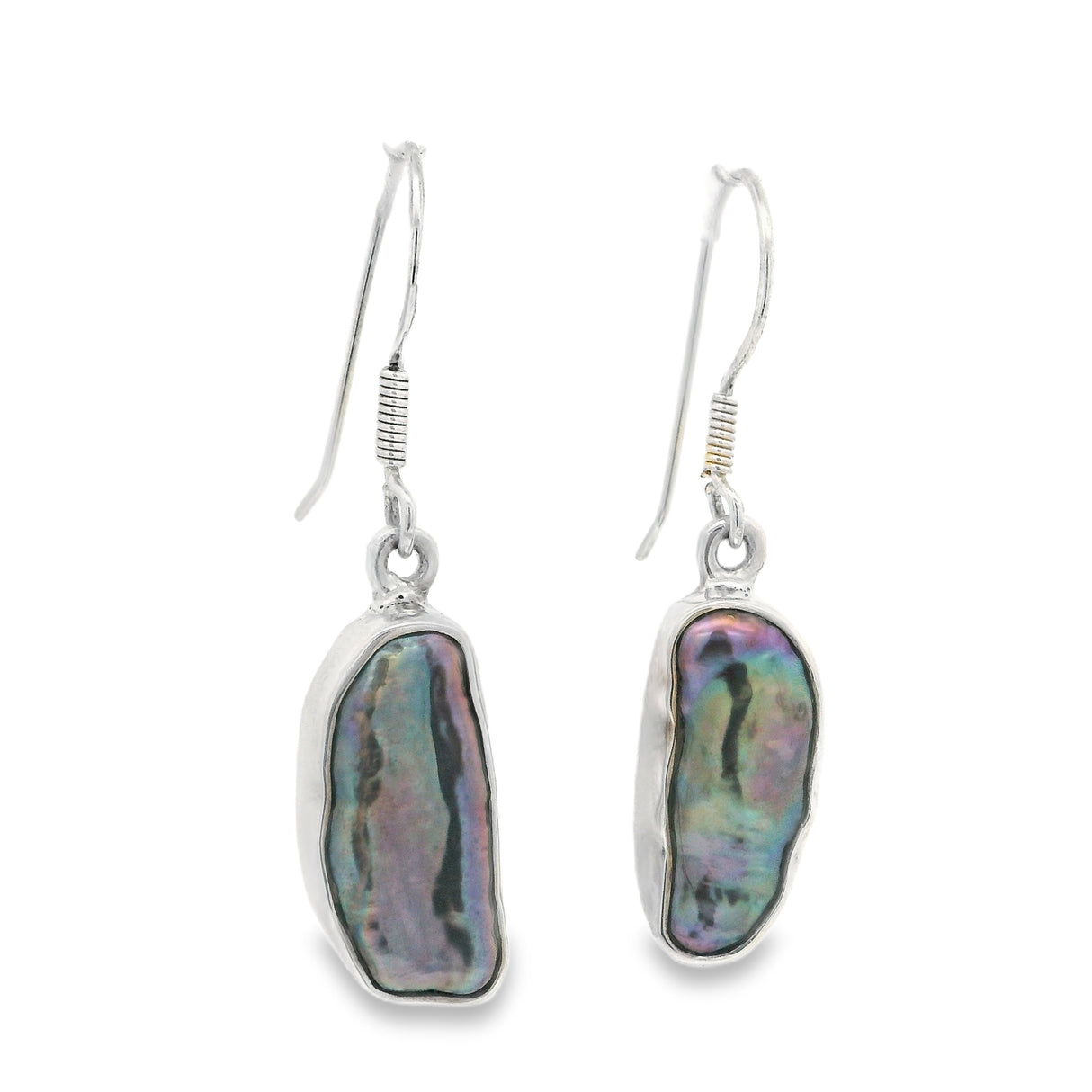Boucles d'oreilles perles de Biwa de Tahiti - Serties simples