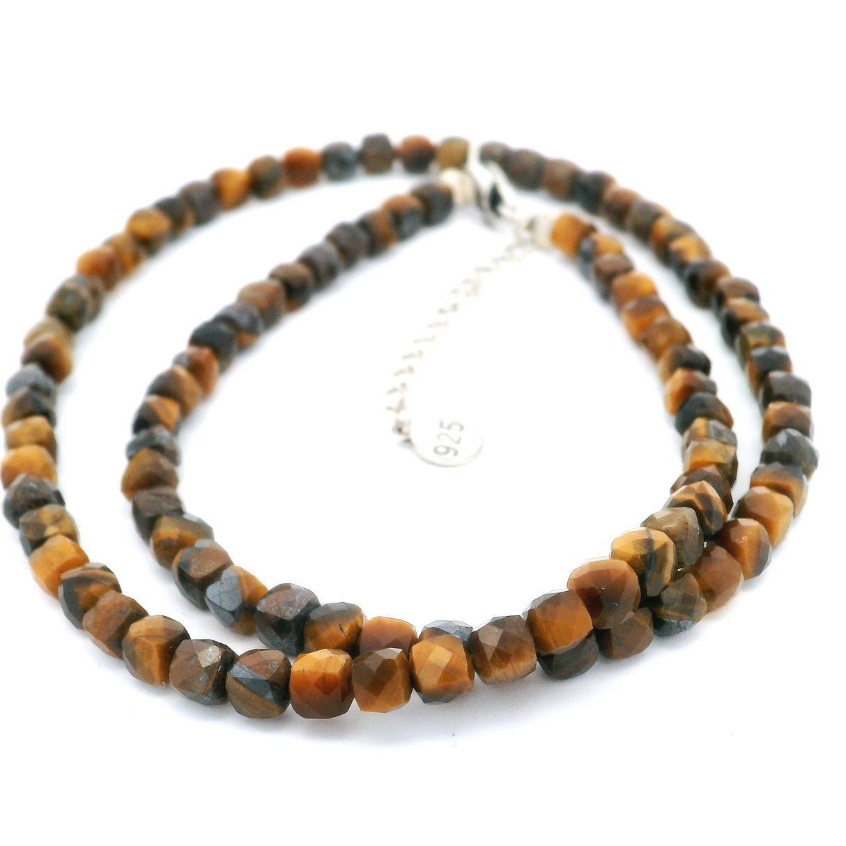 4mm Faceted Square Beaded Necklace 16" with Lobster Clasp & Extender