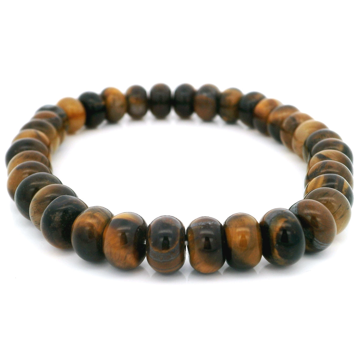 Tigers Eye Rondelle Beaded Bracelet 8mm