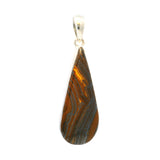 Cabochon Tiger Iron Pendant - Elongated Teardrop Simple Bezel Set