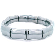 Terahertz beaded stretch bracelet with polished grey bamboo-shaped segments