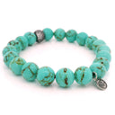 10mm Howlite Turquoise Beaded Bracelet with Cz Accent Bead