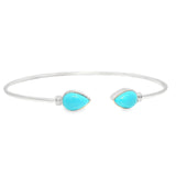 Duo Cabochon Gemstone Twist Bangle with Rhodium Overlay