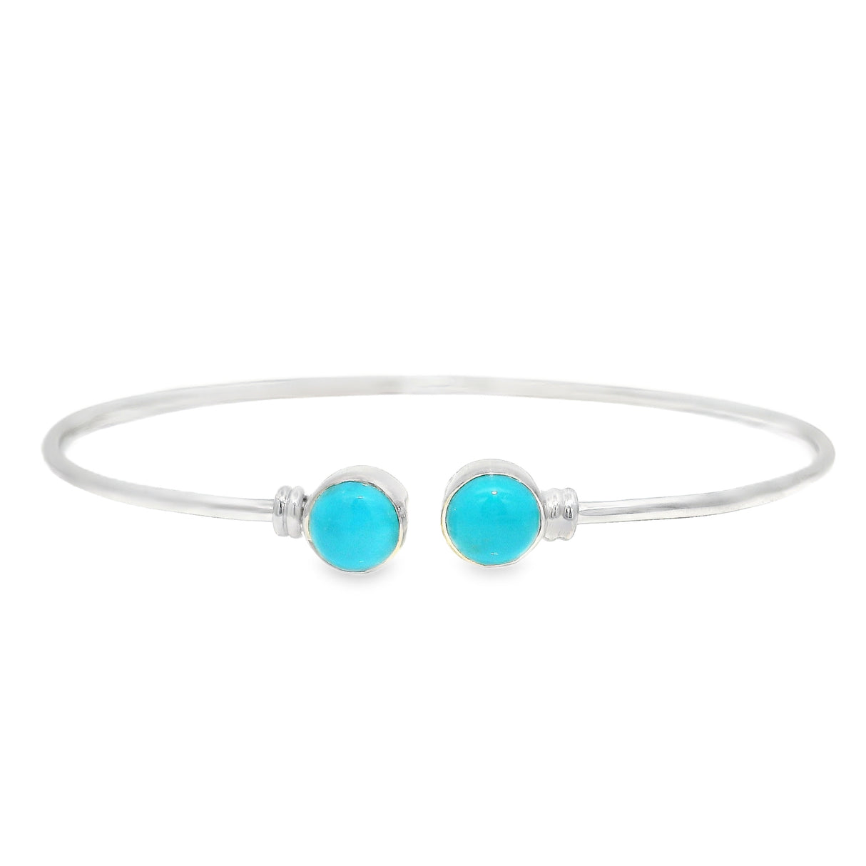Duo Cabochon Gemstone Twist Bangle with Rhodium Overlay