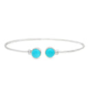 Duo Cabochon Gemstone Twist Bangle with Rhodium Overlay