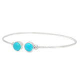 Duo Cabochon Gemstone Twist Bangle with Rhodium Overlay