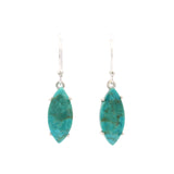 Turquoise Dangle Earrings - Sharp Oval Prong Set