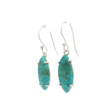 Turquoise Dangle Earrings - Sharp Oval Prong Set