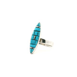 Kingman Az Turquoise Popcorn Inlay Ring - Oval Sharp Sz8.5