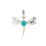 Turquoise Dragonfly Pendant - Oval Bezel Set on Dainty Body