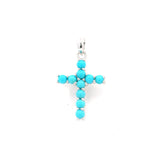 Cabochon Gemstone Cross Pendant - 10 Rounds Prong Set