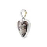 Howlite (Wild Horse) Pendant - Heart Cabochon with Simple 925 Sterling Silver Bezel
