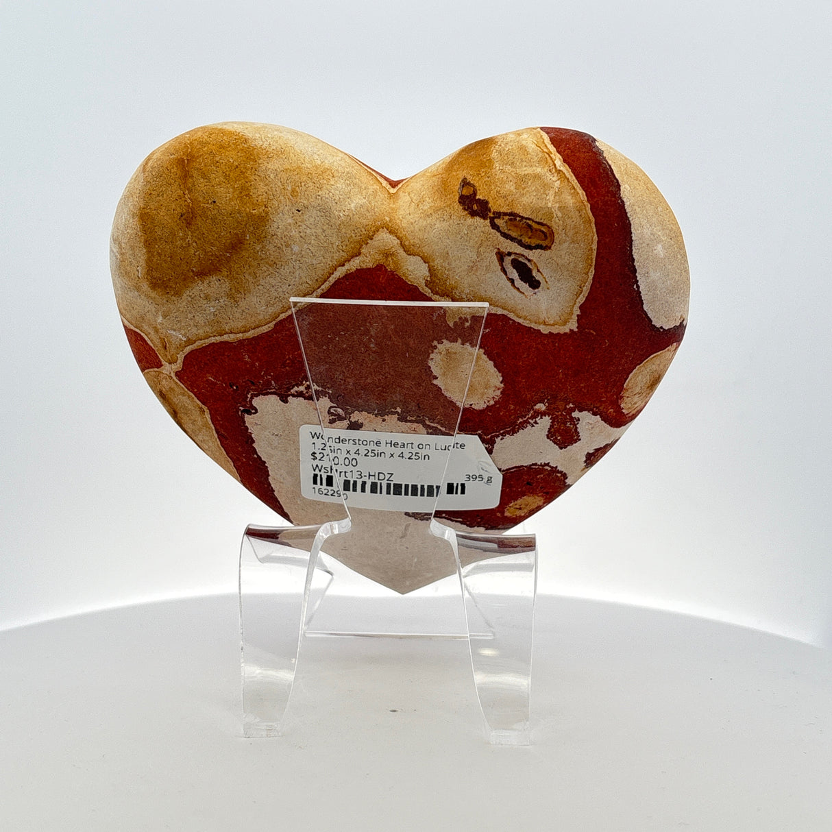Wonderstone Heart on Lucite Stand - Cafe with Chocolate Fortified Banded Clevage