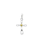 Faceted Yellow Sapphire Pendant - Cross with Prong Set Round in Center