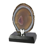 Agate Slice with Browns & Grays on Wooden Screw Stand