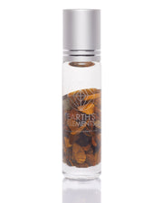 Protection roll-on bottle with tiger's eye chips in clear oil and etched Earth's Elements logo