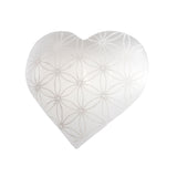 Selenite Heart with Etched Flower of Life from Morocco - Sacred Geometry