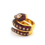 Nano Stone Ring - Gold Snake with Light & Dark Pink Nano Stones in Gold Vermeil over 925 Sterling Silver sz7