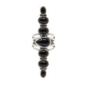 Black Onyx Ring 7 Stones with Vintage Style Band