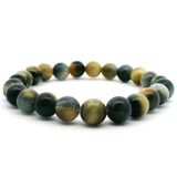 Blue Yellow Tigers Eye Beaded Bracelet - 8mm Round