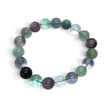 Rare Earth Gallery rainbow fluorite beaded bracelet featuring 10mm polished multi-colored gemstone spheres.