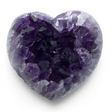 Rare Earth Gallery heart-shaped amethyst crystal cluster with deep purple faceted stones on a white background