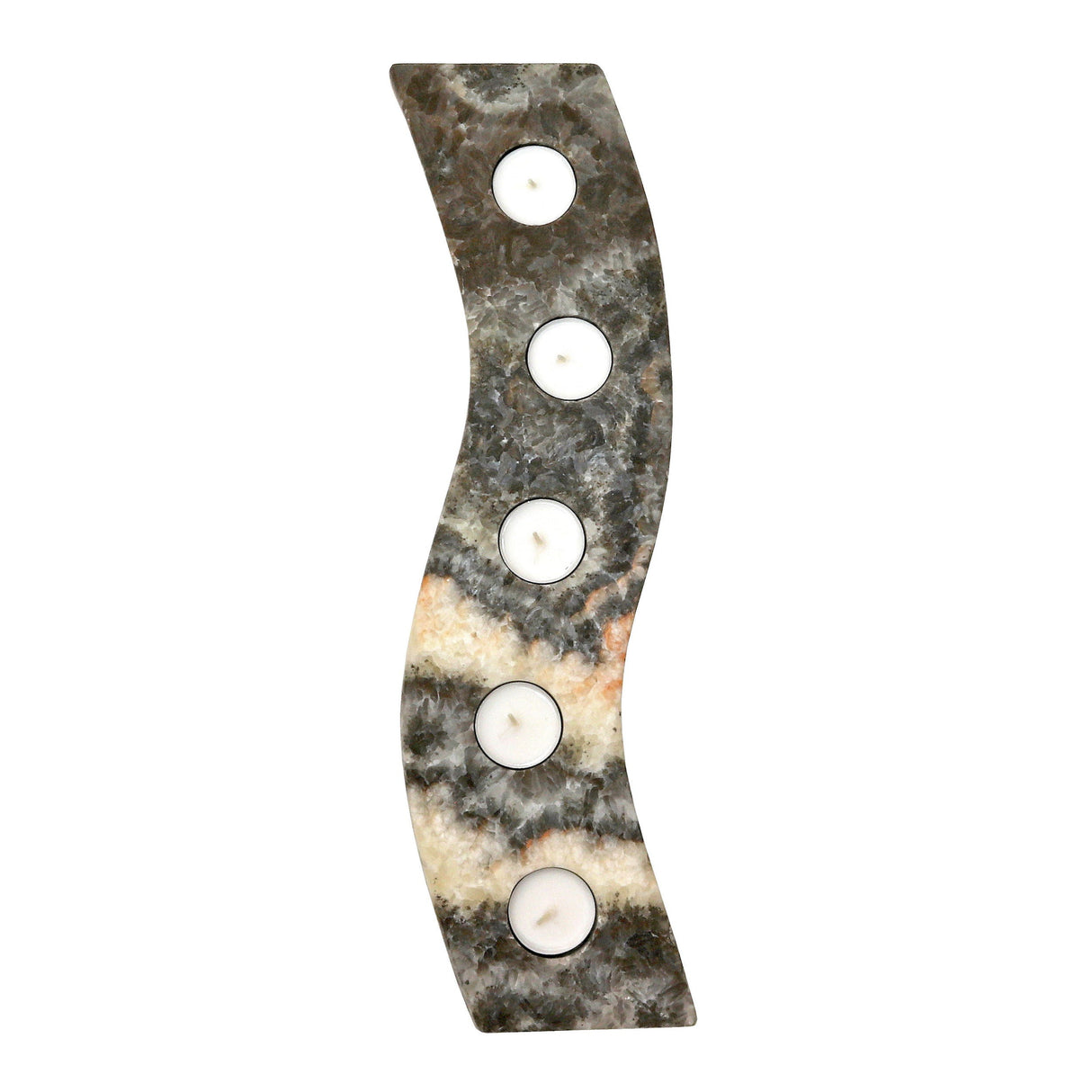 Onyx Candle Holder - Wavy 5 Candles Zebra