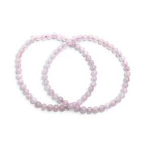 Rare Earth Gallery rose quartz 4mm round beaded bracelet featuring delicate pale pink natural gemstone beads.