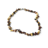 Rare Earth Gallery mookaite chip necklace featuring multi-colored natural stone fragments in earthy tones.