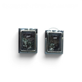 Rare Earth Gallery rectangular Lodolite Garden Quartz earrings featuring a polished silver edge setting.