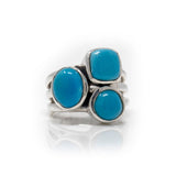 Mexican Turquoise Ring Size 9 - Geometric 3 Band