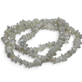 Rare Earth Gallery 32-inch necklace featuring iridescent white mother of pearl chips in a layered strand design.