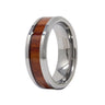 8mm Tungsten Ring with High Polished with Mahogany Wood Center
