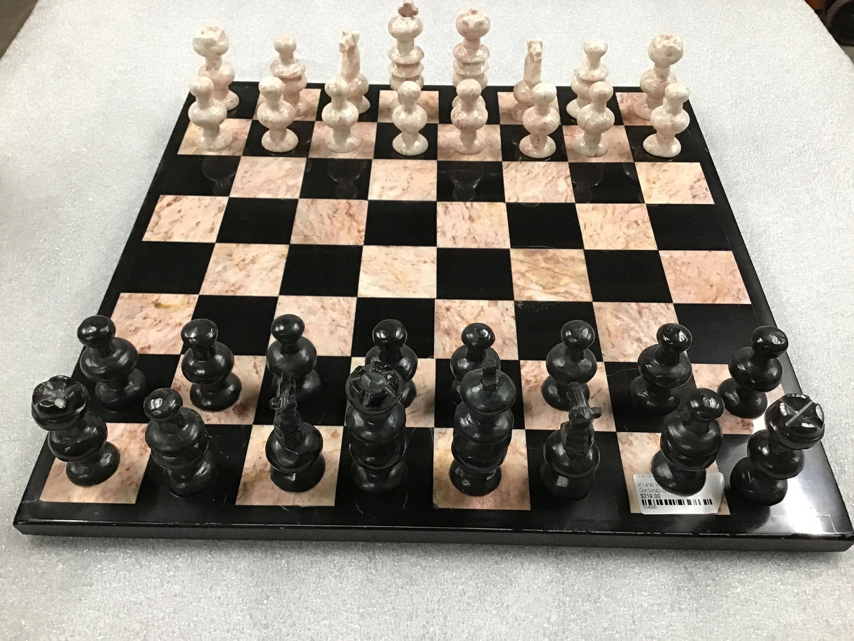 Hand Carved Mexican Onyx Stone Chess Set - Large 14"