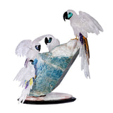 Crystal Quartz Macaw Quartet Perched on Aquamarine Crystal Base