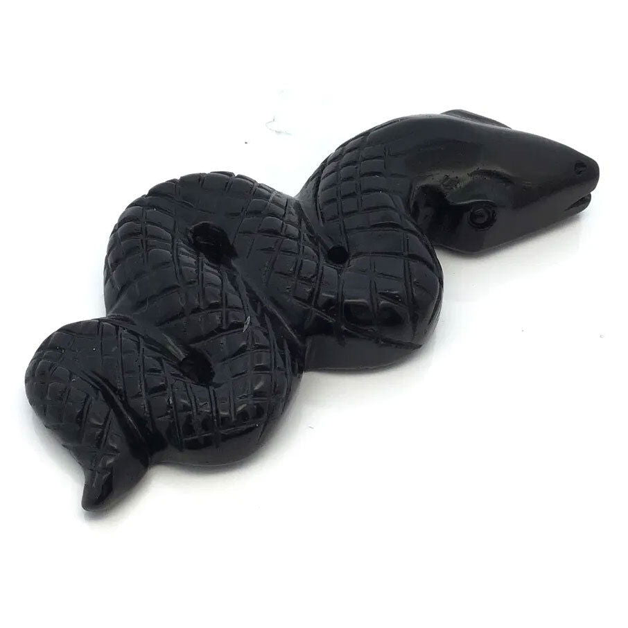Black Obsidian 4" Snake Ready-to-Strike Carving
