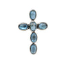 Blue Topaz Cross Ring with 6 Oval Cabochons