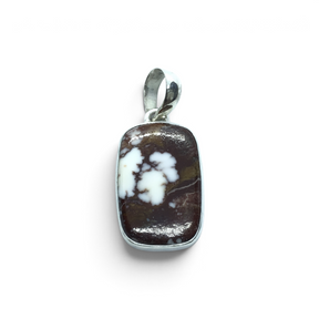 Rare Earth Gallery rectangular Wild Horse Howlite cabochon pendant set in a polished 925 sterling silver bezel.