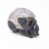 Agate Geode Skull Carving With Druze