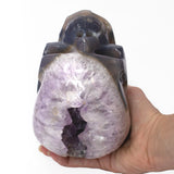 Agate Geode Skull Carving With Druze