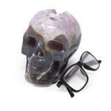 Agate Geode Skull Carving With Druze